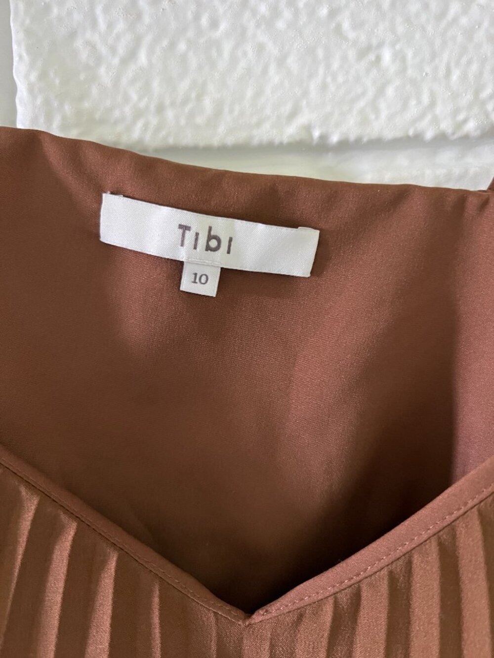 Tibi Edith Pleating Accordion Pleated Camisole Top Brown Size 10 - Picture 2 of 4